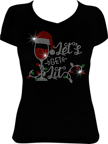 Let's Get Lit Santa Hat Wine